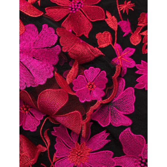 Milly’s Scottie Floral Mesh Lace Embroidered Mini Dress Size 12 Red Black - Picture 4 of 7